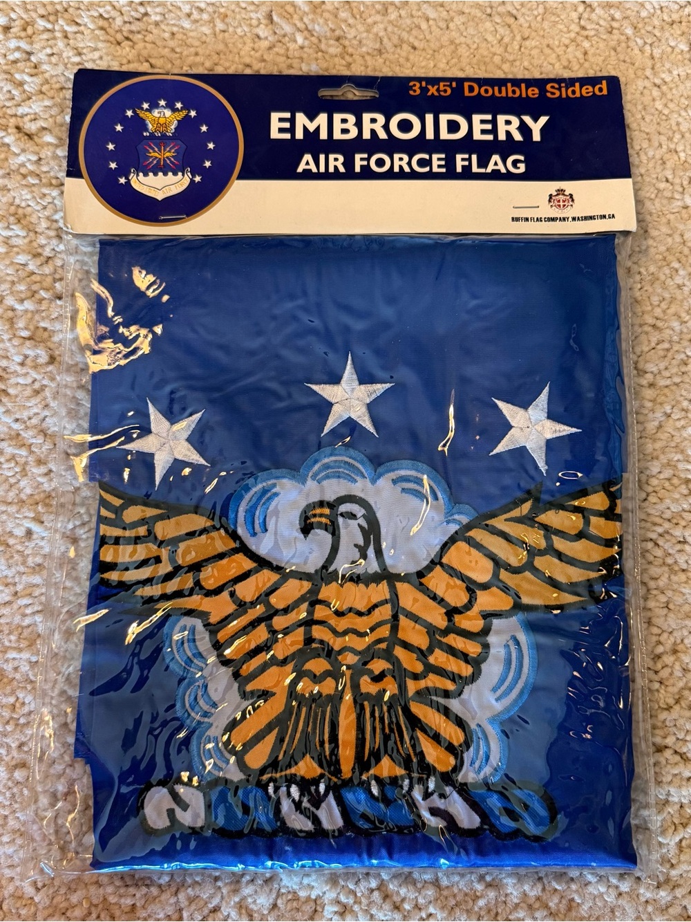 NWT Embroidery AIR FORCE Flag - Blue with Gold Eagle